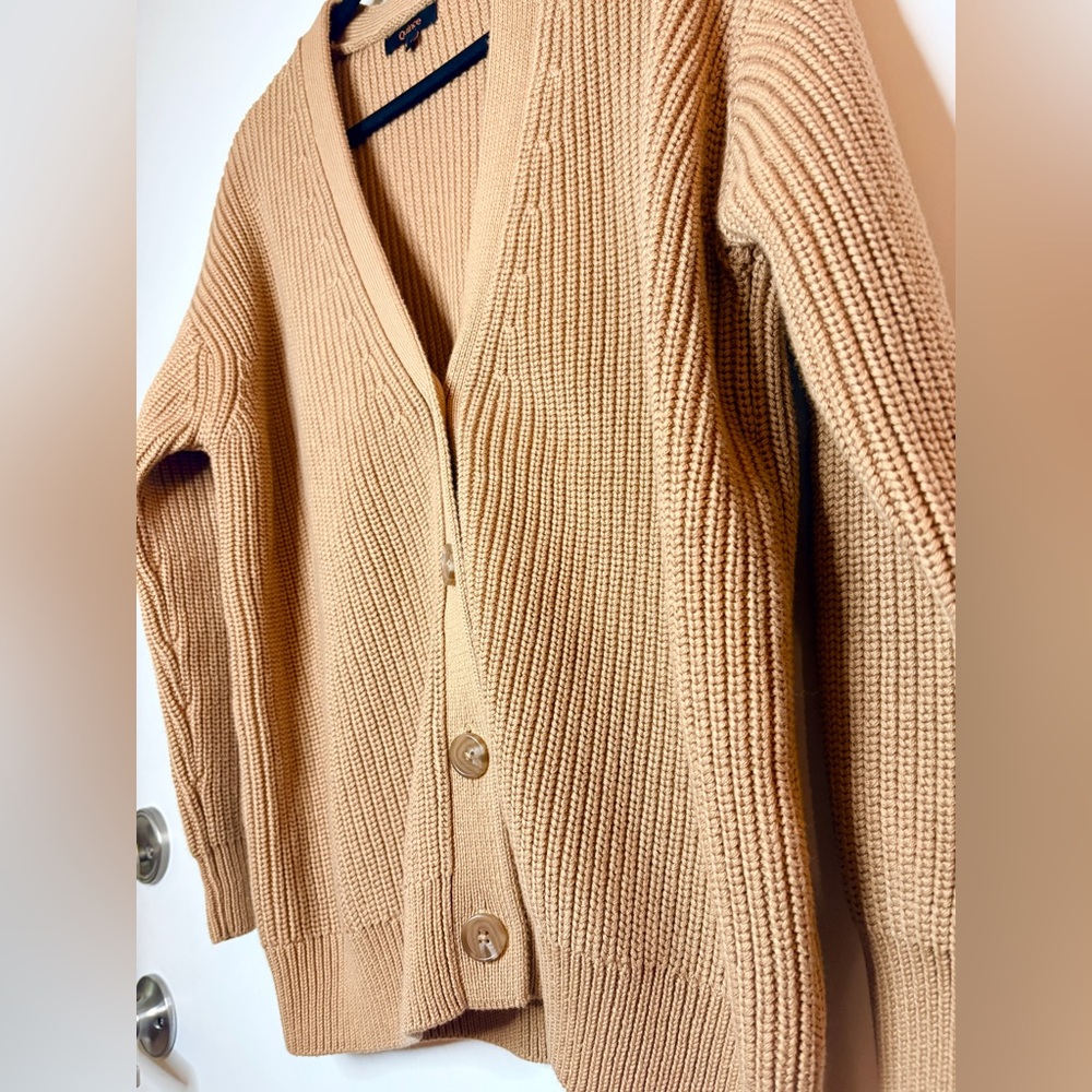Quince 100% Cotton Oversized Boyfriend Button Up Cardigan Camel Tan Small - Picture 2 of 6